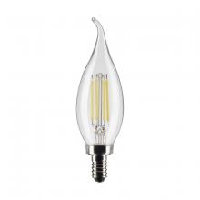 Satco Products Inc. S21296 - 4 Watt CA10 LED; Clear; Candelabra base; 90 CRI; 2700K; 120 Volt