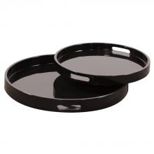 Howard Elliott 83026 - Black Lacquer Round Wood Tray Set