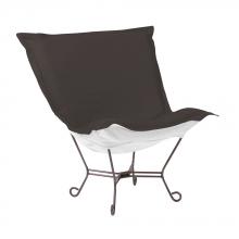 Howard Elliott Q500-460 - Scroll Puff Chair Seascape Charcoal Titanium Frame