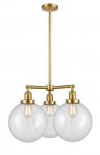 Innovations Lighting 207-SG-G202-10 - Beacon - 3 Light - 24 inch - Satin Gold - Stem Hung - Chandelier