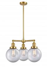 Innovations Lighting 207-SG-G202-8 - Beacon - 3 Light - 22 inch - Satin Gold - Stem Hung - Chandelier