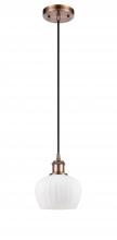 Innovations Lighting 516-1P-AC-G91 - Fenton - 1 Light - 7 inch - Antique Copper - Cord hung - Mini Pendant