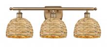 Innovations Lighting 516-3W-BB-RBD-8-NAT - Woven Rattan - 3 Light - 28 inch - Brushed Brass - Bath Vanity Light