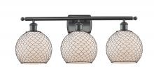 Innovations Lighting 516-3W-BK-G121-8CBK - Farmhouse Chicken Wire - 3 Light - 28 inch - Matte Black - Bath Vanity Light