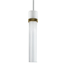 ZEEV Lighting P11702-LED-MW-K-AGB-G1 - 3" LED 3CCT Cylindrical Pendant Light, 12" Clear Glass and Matte White with Aged Brass Finis