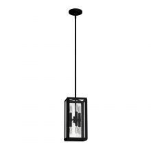 Hunter 19261 - Hunter Felippe Natural Black Iron with Seeded Glass 6 Light Pendant Ceiling Light Fixture