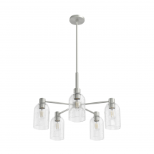 Hunter 19197 - Hunter Lochemeade Brushed Nickel with Seeded Glass 5 Light Chandelier Ceiling Light Fixture