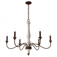 Hunter 19280 - Hunter Teren Distressed White and Textured Rust 6 Light Chandelier Ceiling Light Fixture