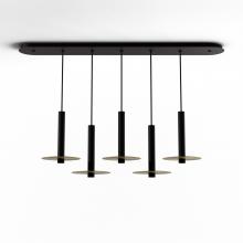 Koncept Inc CMP-L5-S-12-MTB+MBRS9 - Combi Pendant 12" Linear 5 Combo Matte Black with Matte Black Canopy, 9" metal plate (Brass)