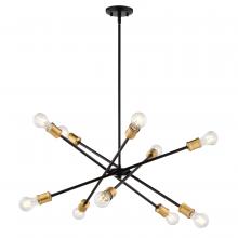 Vaxcel International H0301 - Gresham 34.25-in. W 10 Light Chandelier Antique Gold with Matte Black