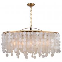 Vaxcel International H0282 - Elsa Capiz Shell 35.75-in. 5 Light Linear Chandelier Natural Brass