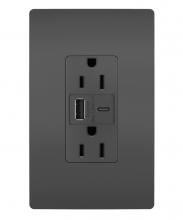 Legrand Radiant R26USBACBK - radiant® 15A Tamper-Resistant USB Type A/C Outlet, Black