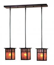 Arroyo Craftsman HICH-4L/3AGW-AB - 4" huntington 3 light in-line, classic arch overlay