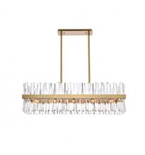 Elegant 6200G42SG - Serephina 42 Inch Crystal Rectangle Chandelier Light in Satin Gold