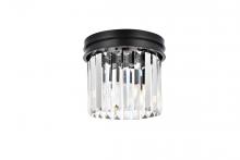 Elegant 1238F12MB/RC - Sydney 3 light Matte Black Flush Mount Clear Royal Cut Crystal