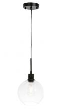 Elegant LD6204BK - Emett 1 Light Black and Clear Glass Pendant