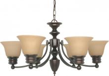 Nuvo 60/3129 - 6-Light Mahogany Bronze Chandelier with Champagne Linen Glass and (6) 13W GU24 Lamps Included