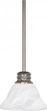 Nuvo 60/3197 - 1-Light Mini Pendant with Hang Straight Canopy in Brushed Nickel Finish with Alabaster Glass and (1)