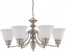 Nuvo 60/3305 - 6-Light Chandelier in Brushed Nickel Finish with Frosted White Glass and (6) 13W GU24 Lamps Included