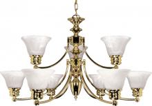 Nuvo 60/361 - 2-Tier 9-Light Polished Brass Chandelier with Alabaster Bell Shades