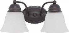 Nuvo 62/1022 - 2 Light - Empire LED 15" Vanity Wall Fixture - Mahogany Bronze Finish - Frosted Glass - Lamps